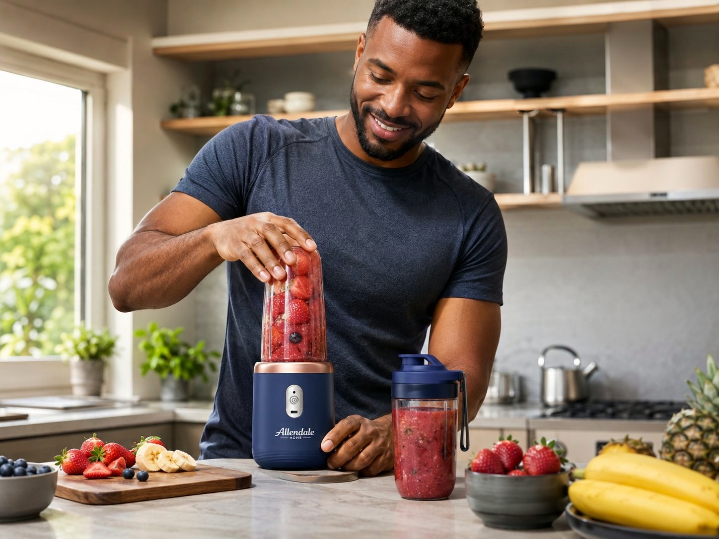 Person using Allendale Home Mini-Bullet Blender
